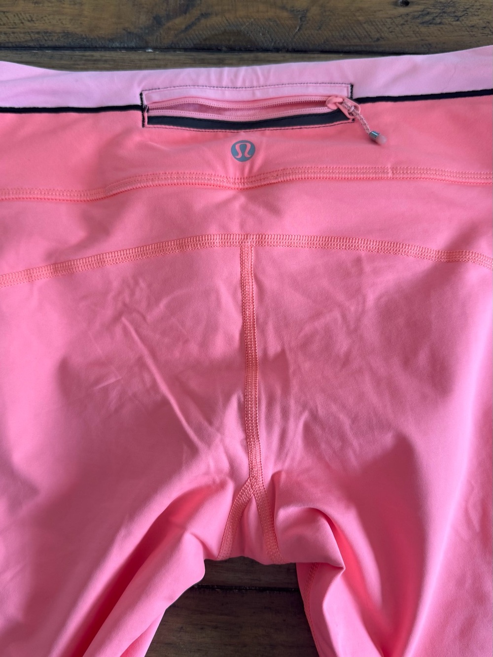 lululemon athletica Coral Pink Bike Shorts with Back Zip Pocket